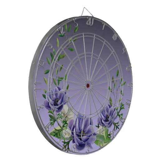 Aquarellfarbene violette Blumen Dartboard Dartscheibe (Vorderseite Links)
