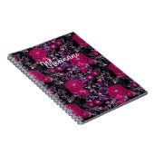 Aquarellfarbene violette Blumen dunkelschwarz Notizblock (Rechte Seite)