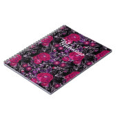Aquarellfarbene violette Blumen dunkelschwarz Notizblock (Linke Seite)