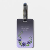 Aquarellfarbene violette Blumen Gepäckmarke Gepäckanhänger (Rückseite vertikal)