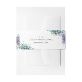 Aquarellfarbene violette Blumen. Hochzeit der Lava Einladungsbanderole