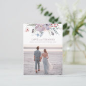 Aquarellfarbene violette Blumen. Hochzeitliche Lie Postkarte (Stehend Vorderseite)