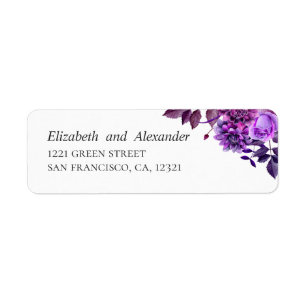 Aquarellfarbene violette Blumen. Lilac-Hochzeitadr