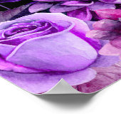 Aquarellfarbene violette Blumen. Schwarzer Hochzei Poster (Ecke)