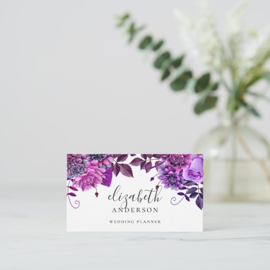 Aquarellfarbene violette Blumen. Violet botanisch Visitenkarte (Stehend Vorderseite)