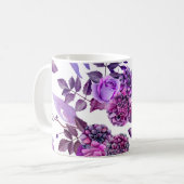 Aquarellfarbene violette Blumen. Violet floral bot Kaffeetasse (Vorderseite Links)