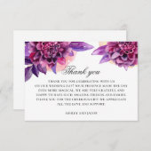 Aquarellfarbene violette Blumen. Violette Blumenho Dankeskarte (Vorne/Hinten)