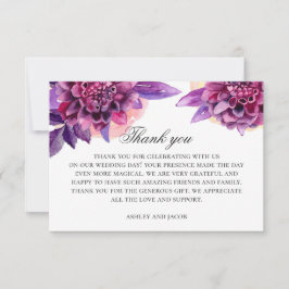 Aquarellfarbene violette Blumen. Violette Blumenho Dankeskarte