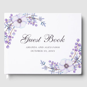 Aquarellfarbene violette Blumen. Violette Blumenho Gästebuch