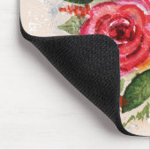 Aquarellfarbene violette Rose Blume Blätter Mousepad (Ecke)