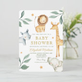 Aquarellfarbene Waldsafari Tiere Niedlich Einladung (Stehend Vorderseite)