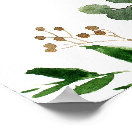 Aquarellfarbene Waldtiere Grünflächen Poster (Ecke)