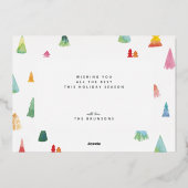 Aquarellfarbene Weihnachtsbäume Folien Feiertagskarte (Rückseite)