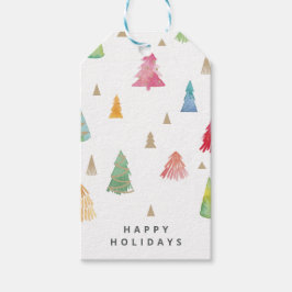 Aquarellfarbene Weihnachtsbäume Geschenkanhänger