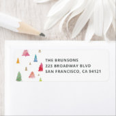 Aquarellfarbene Weihnachtsbäume Rücksendeadresse (Insitu)