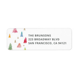 Aquarellfarbene Weihnachtsbäume Rücksendeadresse