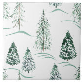Aquarellfarbene Weihnachtsbäume. Winterwald. Fliese (Vorderseite)
