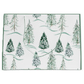 Aquarellfarbene Weihnachtsbäume. Winterwald. Große Geschenktüte (Vorderseite)