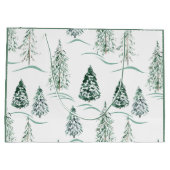 Aquarellfarbene Weihnachtsbäume. Winterwald. Große Geschenktüte (Rückseite)