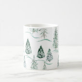Aquarellfarbene Weihnachtsbäume. Winterwald. Kaffeetasse (Mittel)