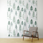 Aquarellfarbene Weihnachtsbäume. Winterwald. Wandteppich (Beispiel)