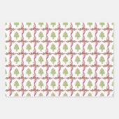 Aquarellfarbene Weihnachtsbaumen Geschenkpapier Set (Vorderseite 2)
