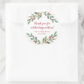 Aquarellfarbene Weihnachtsholzen Goldgrün-Dusche Runder Aufkleber (Tasche)