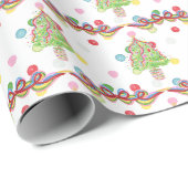 Aquarellfarbene Weihnachtskonfetti-Bow-Bäume Geschenkpapier (Rolleneckpunkt)