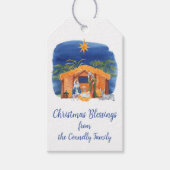Aquarellfarbene Weihnachtskrippen Geschenkanhänger (Vorderseite)