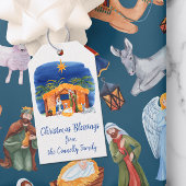 Aquarellfarbene Weihnachtskrippen Geschenkanhänger