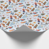 Aquarellfarbene Weihnachtskrippen Geschenkpapier (Ecke)