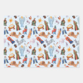Aquarellfarbene Weihnachtskrippen Geschenkpapier Set (Vorderseite 3)
