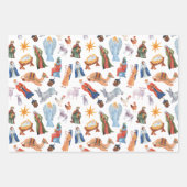 Aquarellfarbene Weihnachtskrippen Geschenkpapier Set (Vorderseite 2)