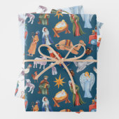 Aquarellfarbene Weihnachtskrippen Geschenkpapier Set (Beispiel)