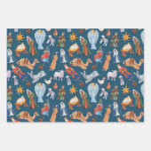 Aquarellfarbene Weihnachtskrippen Geschenkpapier Set (Vorderseite)