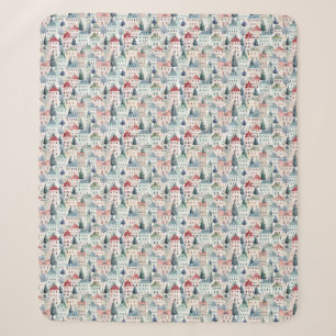 Aquarellfarbene Weihnachtsmuster Zuhause nahtlos. Sherpadecke