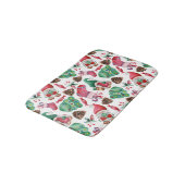 Aquarellfarbene Weihnachtssymbole Badematte (Schrägansicht)