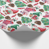 Aquarellfarbene Weihnachtssymbole Geschenkpapier (Ecke)