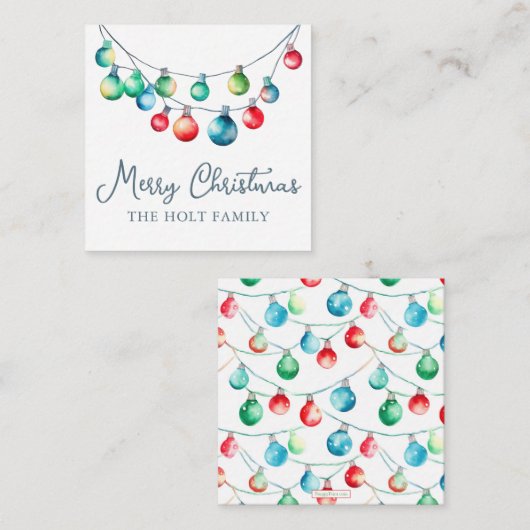 Aquarellfarbene Weihnachtsweihnachtsweih Mitteilungskarte (Vorne/Hinten)