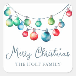 Aquarellfarbene Weihnachtsweihnachtsweih Quadratischer Aufkleber