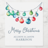 Aquarellfarbene Weihnachtsweihnachtsweih Weinetikett (Einzelnes Label)