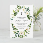 Aquarellfarbene Weißfarben-Blume-Rahmenbestätigung Einladung (Stehend Vorderseite)