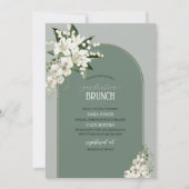 Aquarellfarbene Weißlilie und grüner Hintergrund Einladung (Vorderseite)