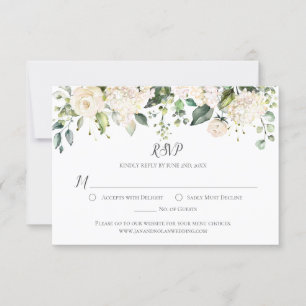 Aquarellfarbene Weißspitzen und Rose Grüne UAWG RSVP Karte