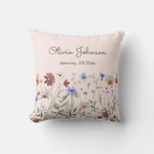 Aquarellfarbene Wildblume Baby Birth Keepake Kissen (Vorderseite)