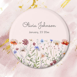 Aquarellfarbene Wildblume Baby Birth Keepake Magnet