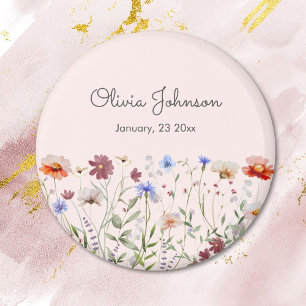 Aquarellfarbene Wildblume Baby Birth Keepake Magnet