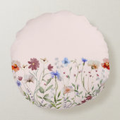 Aquarellfarbene Wildblume Baby Birth Keepake Rundes Kissen (Rückseite)