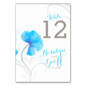 Aquarellfarbene Wildblume Blaue Hochzeit Tischnumm Tischnummer (Rückseite)