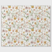 Aquarellfarbene Wildblume Blumenmuster Geschenkpapier (Flach)